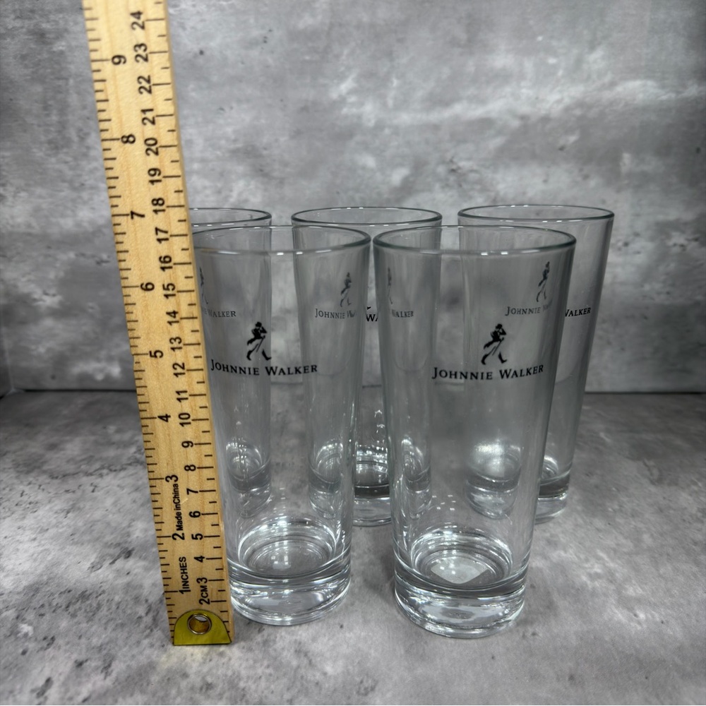 Johnnie Walker Whiskey Glasses Set of 5 Tall Highball Tumbler Drinking Cups - Picture 3 of 5